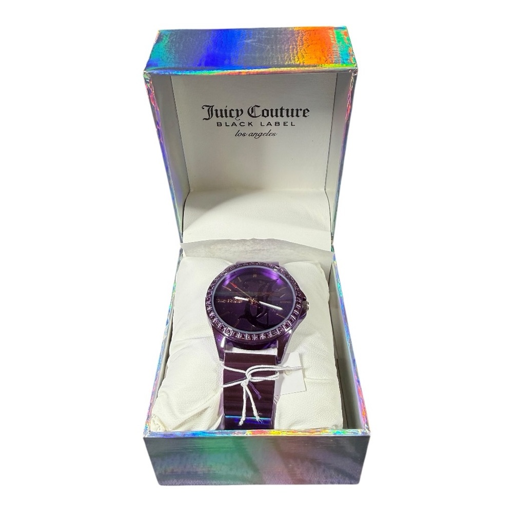 Juicy‎ Couture Black Label Purple Crystal Bezel Watch New in Box $125 Retail